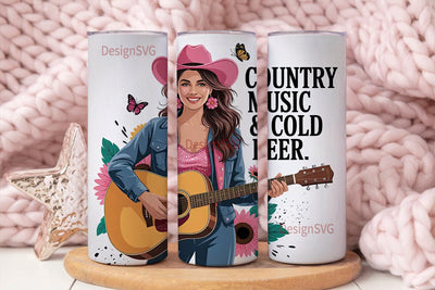 Country Girl Music Tumbler Wrap Sublimation DesignSVG 