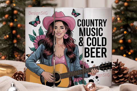 Country Girl Music Tumbler Wrap Sublimation DesignSVG 