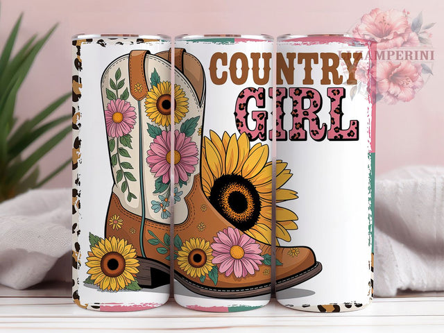 Country Girl Rustic 20oz Tumbler, Cowgirl Gift, Sublimation Wrap, Western Mug, 20oz Tumbler Design, Rustic Style Quote, Farmhouse Theme Sublimation Li Zamperini 