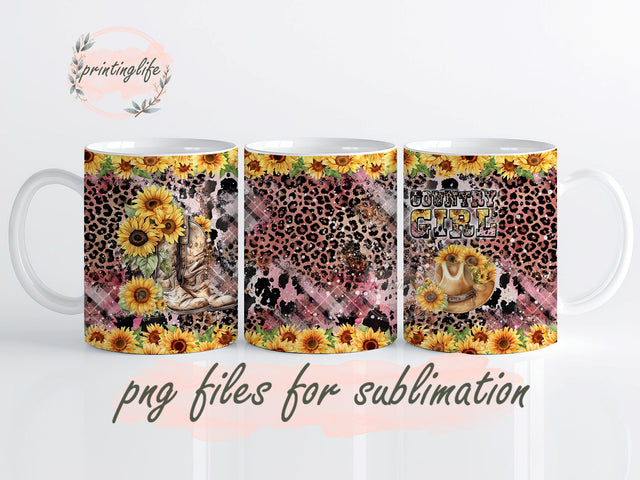 Country Girl Sublimation Design Digital Download PNG, Western Rustic Cowgirl Mug PNG Sublimation PrintingLife 