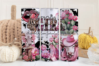 Country Girl Tumbler Wrap, 20 oz Skinny Sublimation Tumbler Design, Country Sublimation Design Png, Pink Western Tumbler Png Downloads Sublimation BouDesign 