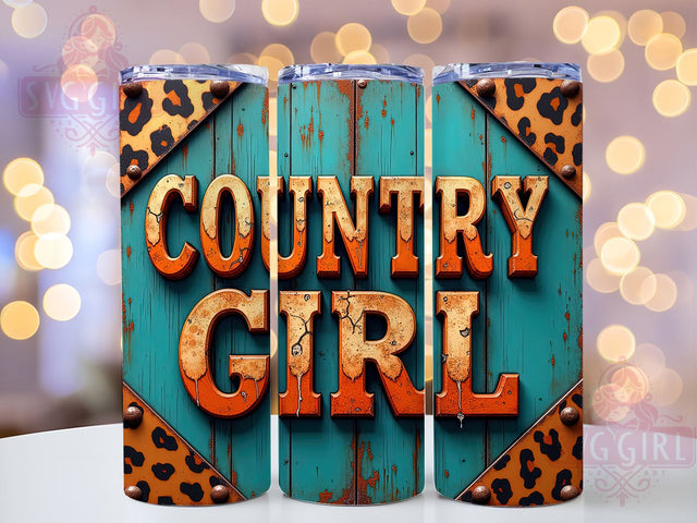 Country Girl Western Leopard 20oz Tumbler, Western Tumbler Wrap, Leopard Print, 20oz Tumbler, Cowgirl Gift, Country Style, Leopard Tumbler Sublimation SvggirlplusArt 