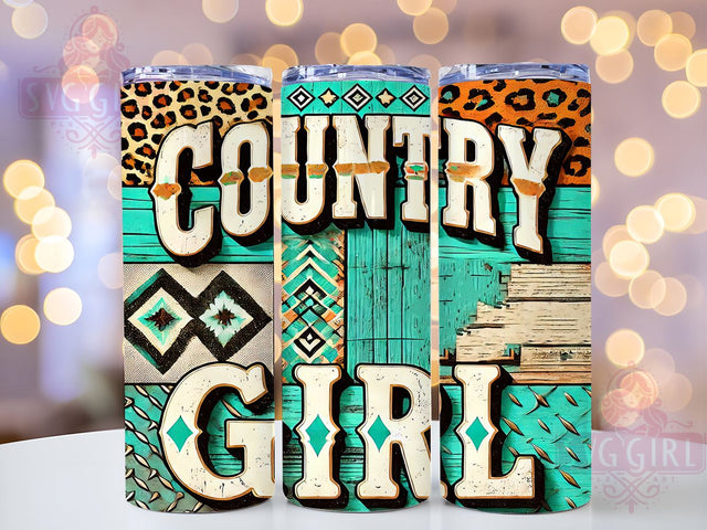 Country Girl Western Leopard 20oz Tumbler, Western Tumbler Wrap, Leopard Print, 20oz Tumbler, Cowgirl Gift, Country Style, Leopard Tumbler Sublimation SvggirlplusArt 