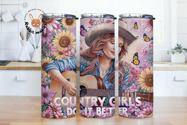 Country Girls Do It Better 20oz Tumbler Wrap Design, Cowgirls Tumbler Design, Western 20oz Tumbler Sublimation Design Sublimation Rabbitmakies 
