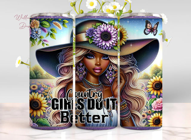 Country Girls Do It Better 20oz Tumbler Wrap Rustic Country Tumbler, Cowgirl Country Girl 20oz Tumbler Wrap Sublimation WillowSageDesign 