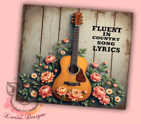 Country Guitar 20 oz Skinny Tumbler Sublimation Design, Straight & Tapered Tumbler Png, Country Music Guitar Tumbler Png, Digital Download PNG Sublimation Lara' s Designs 