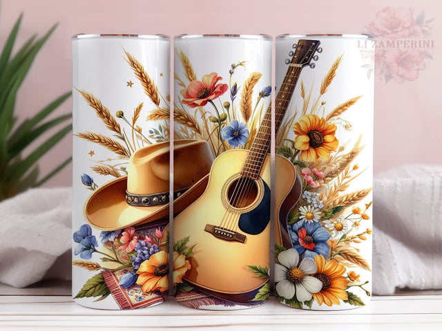 Country Guitar 20 oz Tumbler Wrap, Guitar Tumbler Wrap, Instant Digital Download PNG, Straight & Tapered Tumbler Wrap PNG Sublimation Li Zamperini 