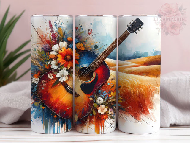 Country Guitar 20 oz Tumbler Wrap, Guitar Tumbler Wrap, Instant Digital Download PNG, Straight & Tapered Tumbler Wrap PNG Sublimation Li Zamperini 