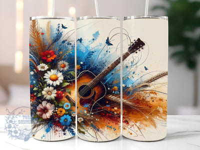 Country Guitar 20 oz Tumbler Wrap Sublimation Tumbler Design- Guitar Tumbler Wrap - Digital Download- PNG Sublimation ToriDesigns 