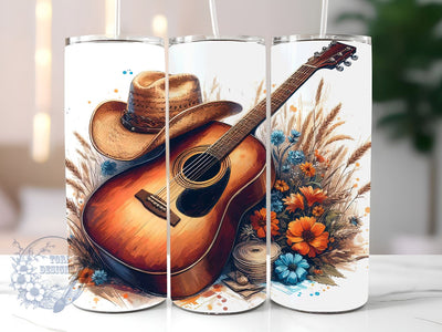 Country Guitar 20 oz Tumbler Wrap Sublimation Tumbler Design- Guitar Tumbler Wrap - Digital Download- PNG Sublimation ToriDesigns 