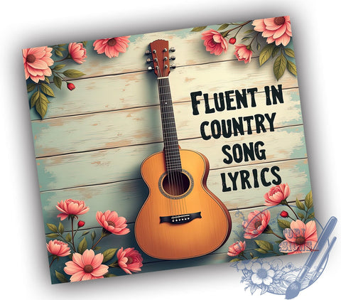 Country Guitar 20oz Skinny Tumbler PNG, Western Music Lyrics Tumbler Sublimation Wrap, Straight & Tapered Tumbler Wrap, Instant Digital Download Sublimation ToriDesigns 