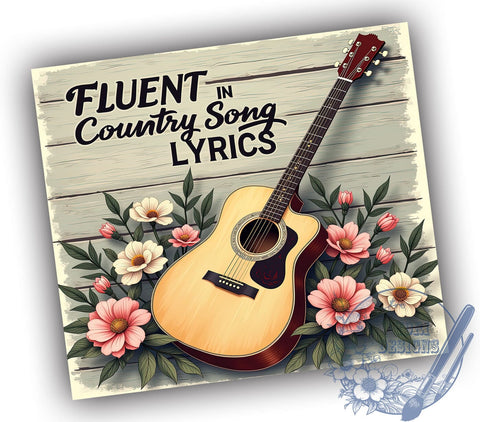 Country Guitar 20oz Skinny Tumbler PNG, Western Music Lyrics Tumbler Sublimation Wrap, Straight & Tapered Tumbler Wrap, Instant Digital Download Sublimation ToriDesigns 