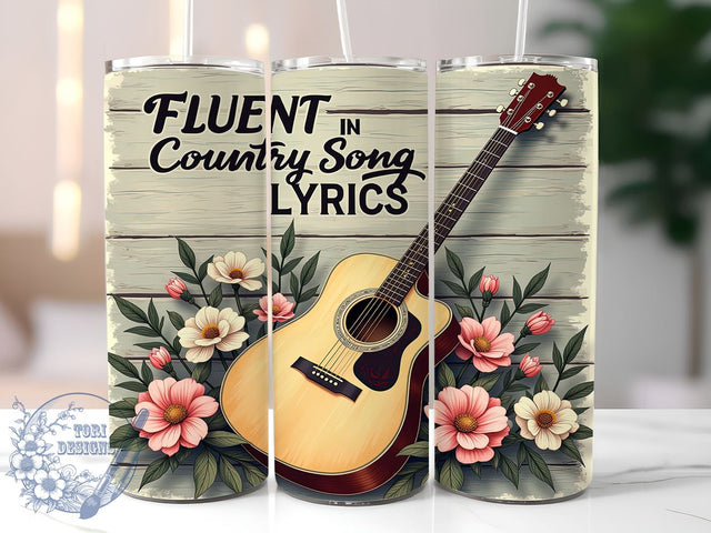 Country Guitar 20oz Skinny Tumbler PNG, Western Music Lyrics Tumbler Sublimation Wrap, Straight & Tapered Tumbler Wrap, Instant Digital Download Sublimation ToriDesigns 