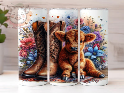 Country Highland Cow 20 oz Skinny Tumbler Sublimation Design, Straight & Tapered Tumbler Png, Highland Cow Tumbler Png, Digital Download PNG Sublimation Lara' s Designs 
