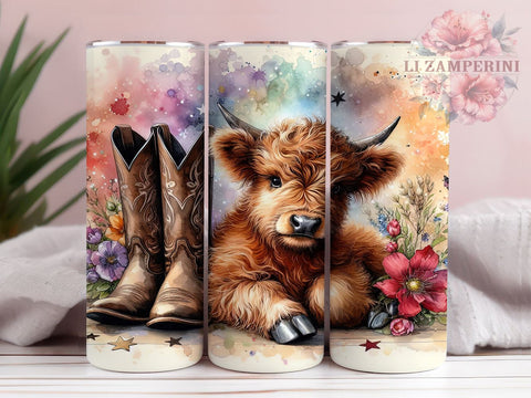 Country Highland Cow 20oz Tumbler Wrap PNG, Country Cowboy Tumbler PNG Sublimation Design, Straight & Tapered Tumbler Wrap, Instant Digital Download Sublimation Li Zamperini 
