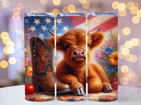 Country Highland Cow 20oz Tumbler Wrap Sublimation Design, Straight Tapered Tumbler Wrap, Country Cow Tumbler Png, Instant Digital Download Sublimation SvggirlplusArt 