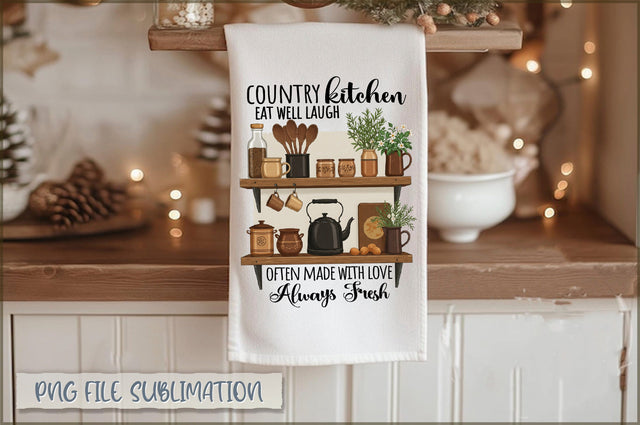 Country kitchen eat well laugh often made with love always fresh Towel Sublimation Shetara Begum 