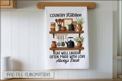 Country kitchen eat well laugh often made with love always fresh Towel Sublimation Shetara Begum 