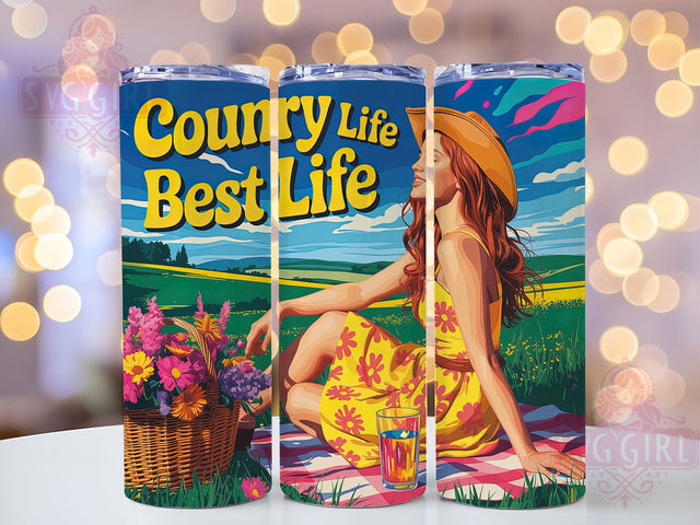 Country Life Best 20oz Tumbler, Country Life Best Life Quote, Western Cowgirl Wrap, Rustic Cowgirl Sublimation, 20oz Tumbler Wrap, Sublimation Design PNG, Country Western Gift Sublimation SvggirlplusArt 