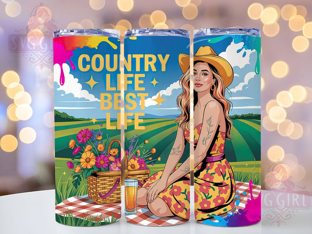 Country Life Best 20oz Tumbler, Country Life Best Life Quote, Western Cowgirl Wrap, Rustic Cowgirl Sublimation, 20oz Tumbler Wrap, Sublimation Design PNG, Country Western Gift Sublimation SvggirlplusArt 