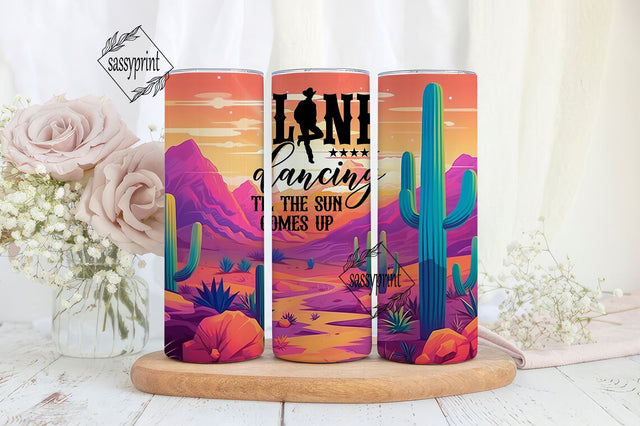 Country Linedancing 20 oz Skinny Tumbler Wrap png, cowboy Tumbler Wrap, Sublimation Straight PNG - Rustic PNG, Desert tumbler Sublimation sassyprint 