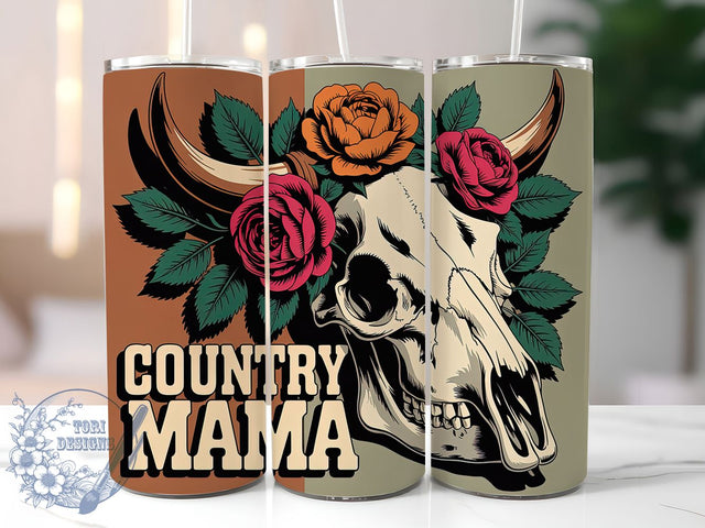 Country Mama 20oz Tumbler, Country Mama Wrap, Floral Cowgirl Design, Western Style Sublimation, 20oz Tumbler Wrap, Sublimation Design PNG, Rustic Cowgirl Gift Sublimation ToriDesigns 