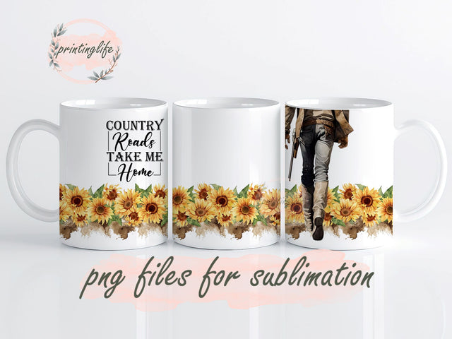 Country Mug Wrap Design, Instant Digital Design Download Mug Wrap Design, Mug Design PNG Sublimation PrintingLife 