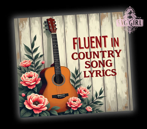 Country Music 20oz Tumbler Wrap Sublimation Design, Straight Tapered Tumbler Wrap, Western Music Lyrics Tumbler Png, Instant Digital Download Sublimation SvggirlplusArt 