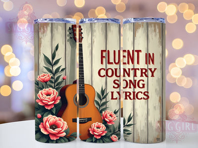 Country Music 20oz Tumbler Wrap Sublimation Design, Straight Tapered Tumbler Wrap, Western Music Lyrics Tumbler Png, Instant Digital Download Sublimation SvggirlplusArt 