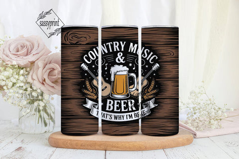 Country Music & Beer 20oz Tumbler Wrap Sublimation sassyprint 