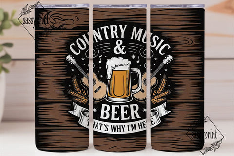 Country Music & Beer 20oz Tumbler Wrap Sublimation sassyprint 