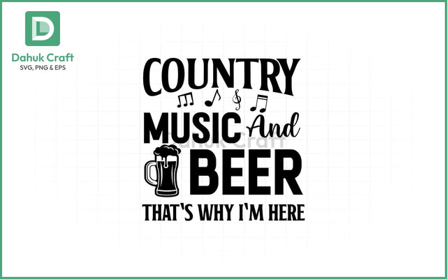 Country Music & Beer SVG – Fun Vibes Country Music & Beer SVG PNG & EPS V34 SVG dahukdesign 