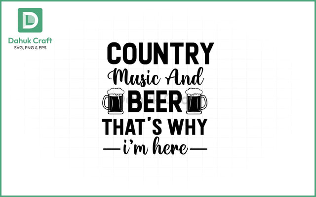 Country Music & Beer SVG – Fun Vibes Country Music & Beer SVG PNG & EPS V35 SVG dahukdesign 