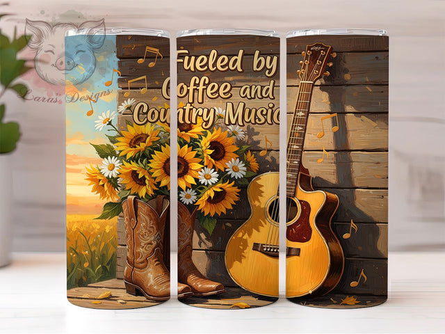 Country Music Coffee Tumbler, Rustic Tumbler, Stylish 20oz Wrap, Sublimation Design, Country Girl Gift Idea, Music Lover Wrap, Western Coffee Tumbler Sublimation Lara' s Designs 