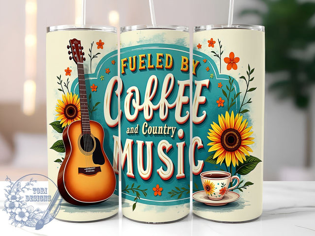 Country Music, Coffee Tumbler, Sunflower Design, 20oz Tumbler, Sublimation Wrap, Digital Download, Handmade Gifts Sublimation ToriDesigns 