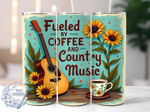 Country Music, Coffee Tumbler, Sunflower Design, 20oz Tumbler, Sublimation Wrap, Digital Download, Handmade Gifts Sublimation ToriDesigns 