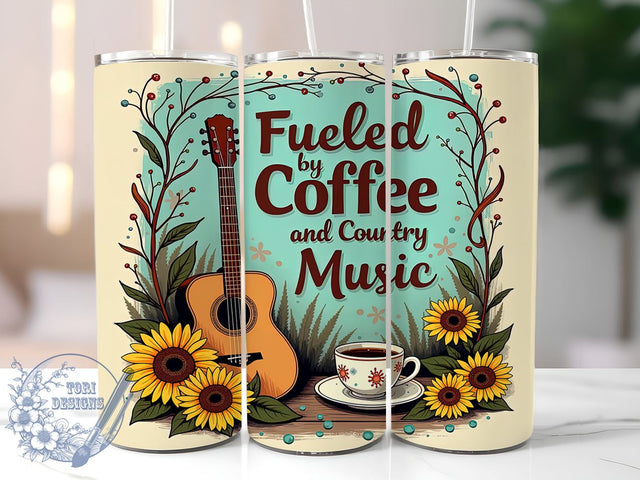 Country Music, Coffee Tumbler, Sunflower Design, 20oz Tumbler, Sublimation Wrap, Digital Download, Handmade Gifts Sublimation ToriDesigns 