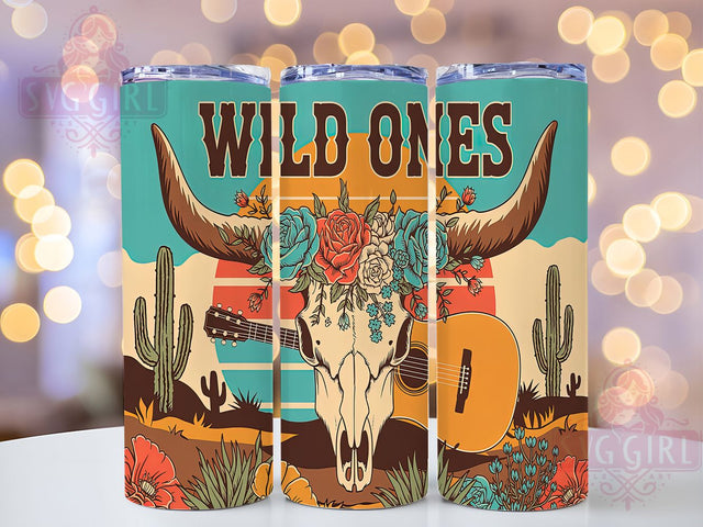Country Music Cow Skull 20oz Tumbler, Cow Skull Tumbler, 20oz Sublimation Wrap, Wild Ones Tumbler, Western Music Tumbler, Rustic Country Drinkware, Country Lifestyle Tumbler Sublimation SvggirlplusArt 