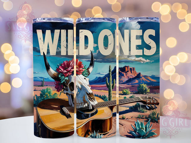 Country Music Cow Skull 20oz Tumbler, Cow Skull Tumbler, 20oz Sublimation Wrap, Wild Ones Tumbler, Western Music Tumbler, Rustic Country Drinkware, Country Lifestyle Tumbler Sublimation SvggirlplusArt 