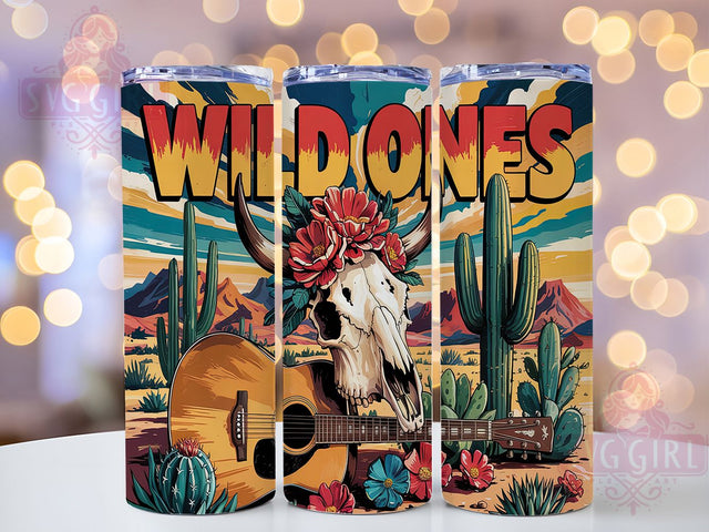 Country Music Cow Skull 20oz Tumbler, Cow Skull Tumbler, 20oz Sublimation Wrap, Wild Ones Tumbler, Western Music Tumbler, Rustic Country Drinkware, Country Lifestyle Tumbler Sublimation SvggirlplusArt 