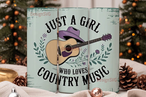 Country Music Girl 20oz Tumbler Wrap Sublimation DesignSVG 