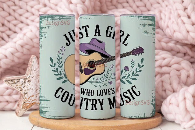 Country Music Girl 20oz Tumbler Wrap Sublimation DesignSVG 