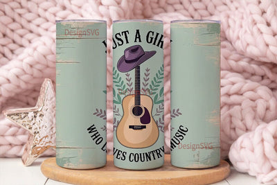 Country Music Girl 20oz Tumbler Wrap Sublimation DesignSVG 