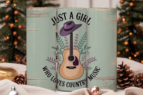 Country Music Girl 20oz Tumbler Wrap Sublimation DesignSVG 