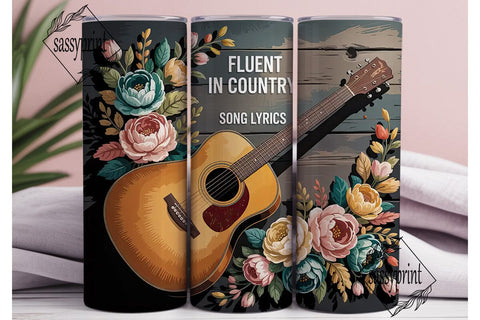 Country Music Guitar 20oz Tumbler Wrap Sublimation sassyprint 