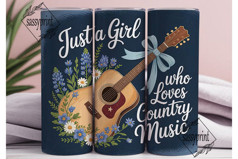 Country Music Guitar 20oz Tumbler Wrap Sublimation sassyprint 