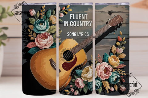 Country Music Guitar 20oz Tumbler Wrap Sublimation sassyprint 
