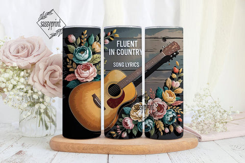 Country Music Guitar 20oz Tumbler Wrap Sublimation sassyprint 