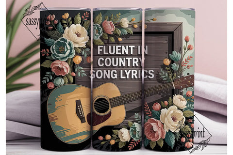 Country Music Guitar 20oz Tumbler Wrap Sublimation sassyprint 