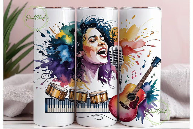 Country Music Lover Watercolor Tumbler Sublimation PixelChick 
